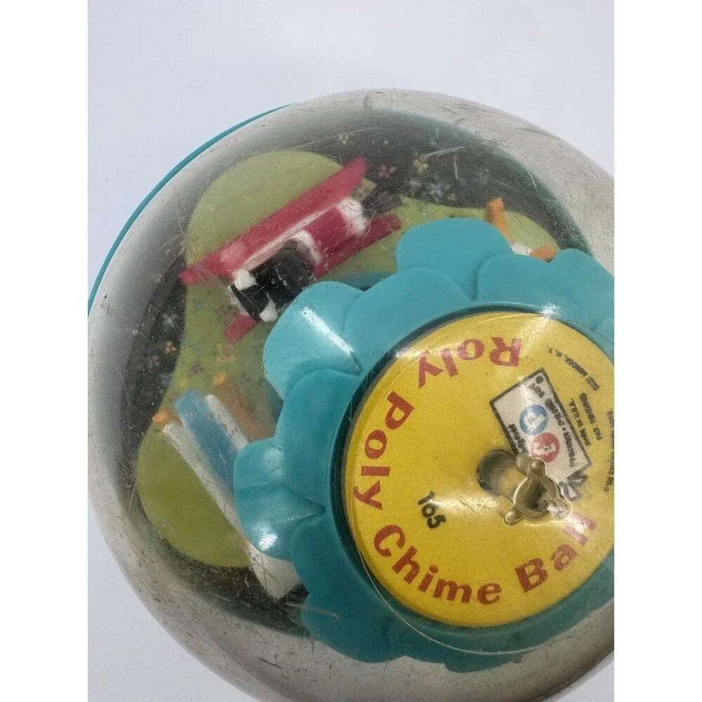 VINTAGE 1966 Fisher Price ROLY POLY CHIME BALL #165 Swans and Horses Weighted